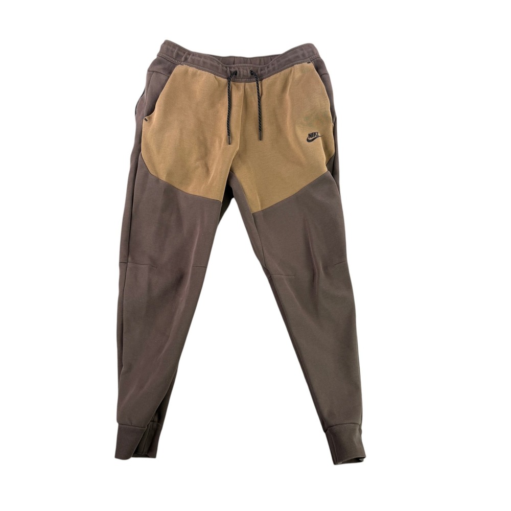 Nike Tech Fleece Joggers Mens M Brown Tan Colorblock CU4495-004 Pants